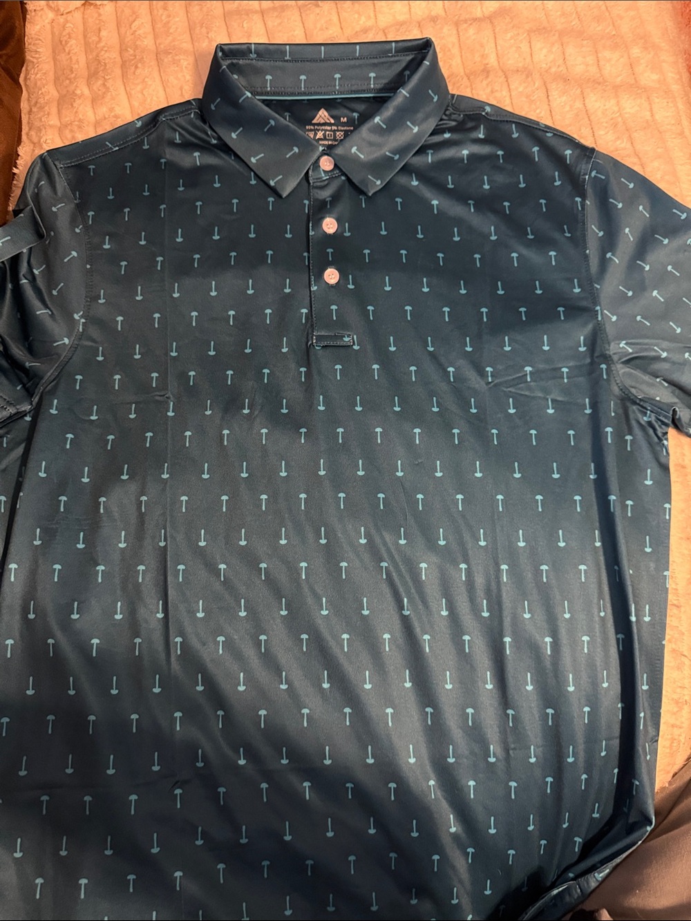Men's Navy Polo Shirt with Micro Anchor Print